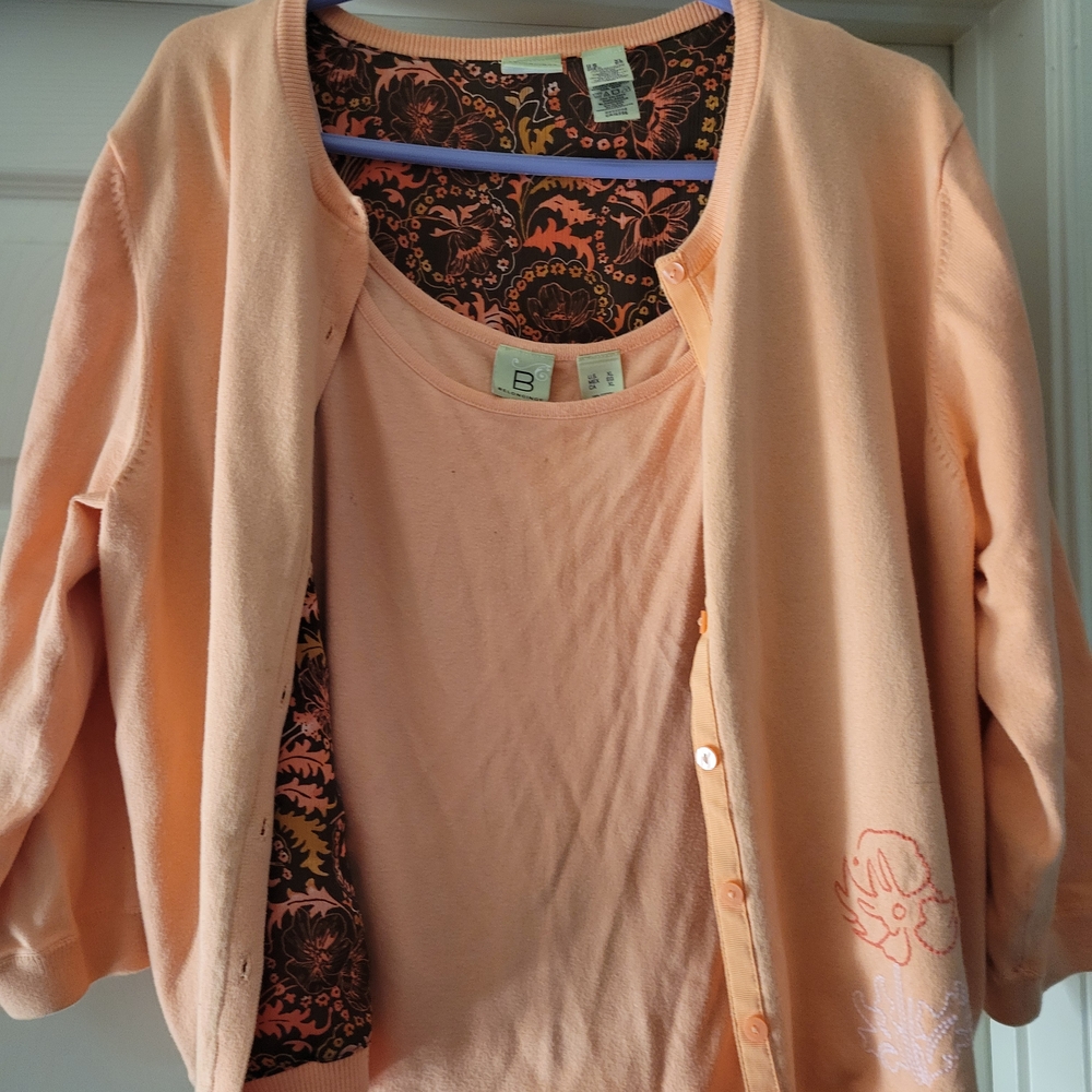 Peach Cardigan and Tank Top Set
